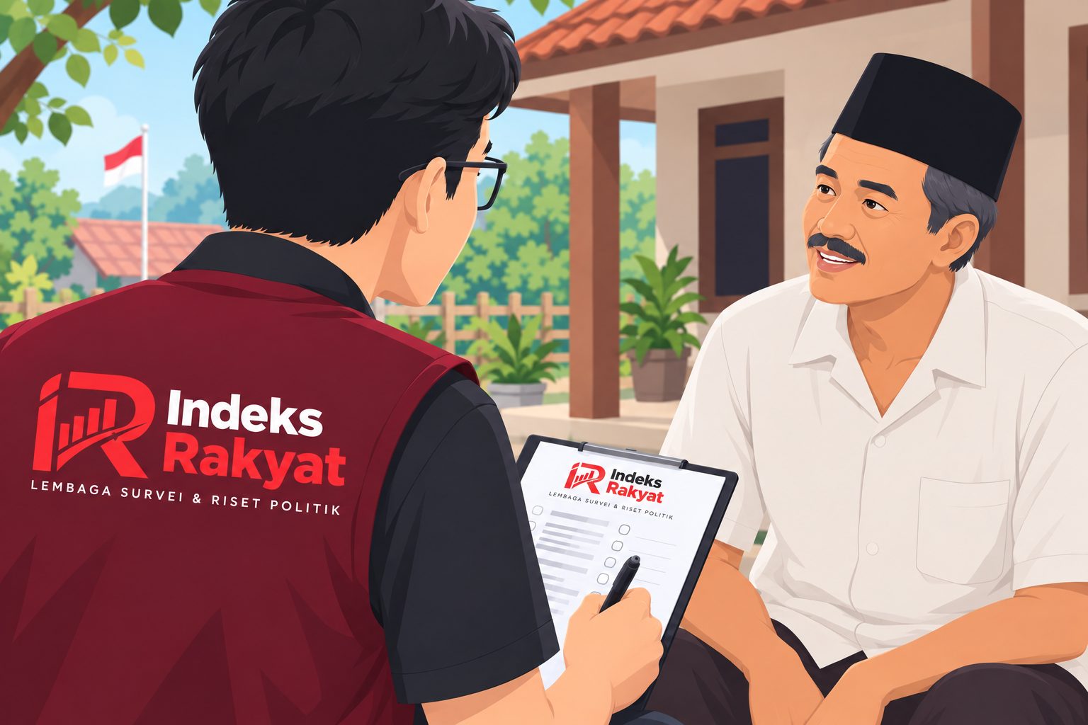 Ilustrasi: Enumerator Indeks Rakyat mewawancarai warga saat survei lapangan